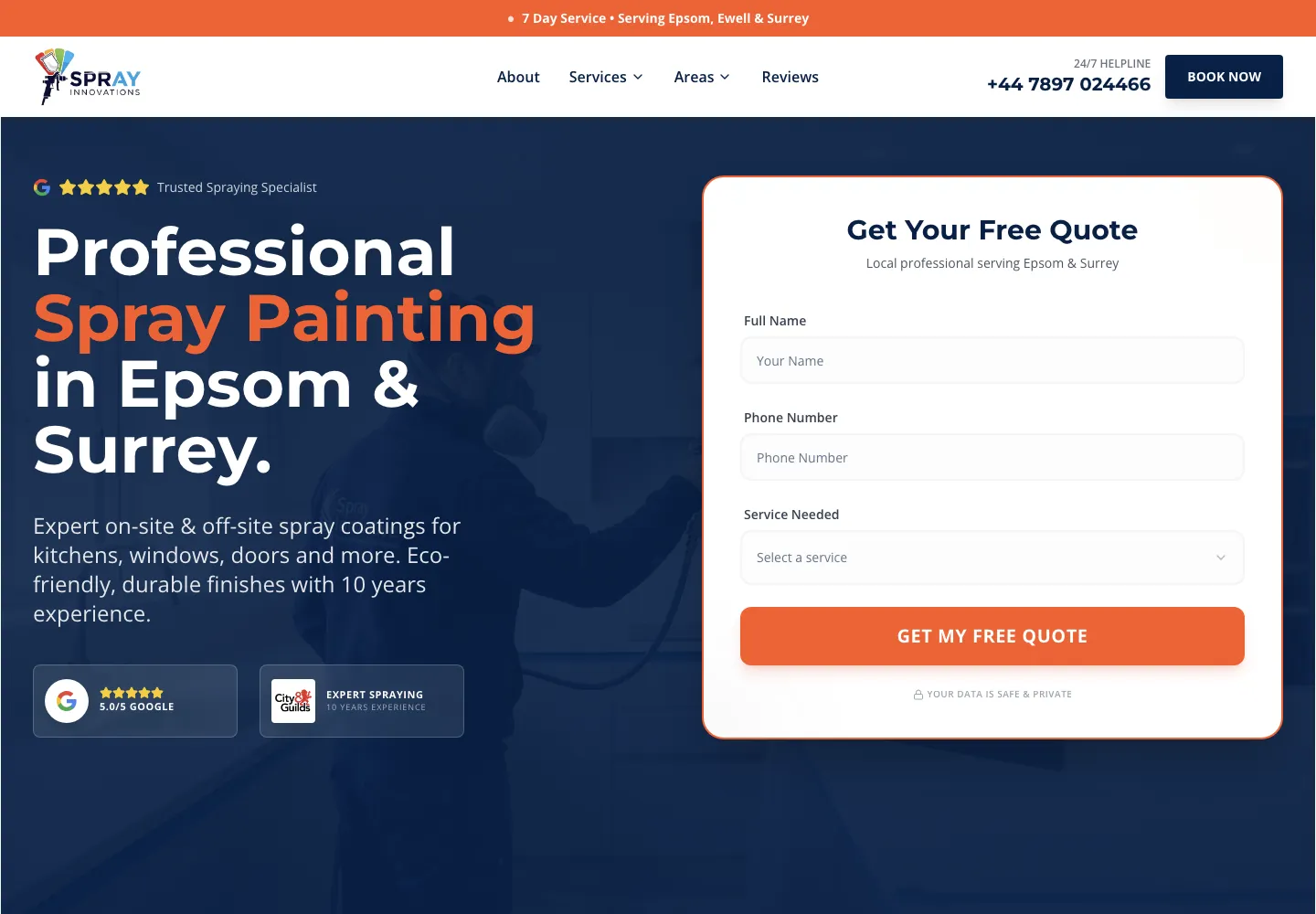 Screenshot of the Spray Innovations website